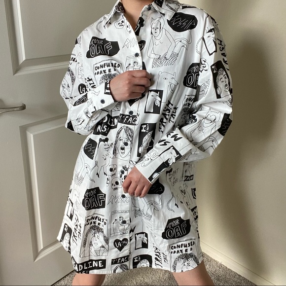 Lazy Oaf Dresses & Skirts - Lazy Oaf Band Poster Shirt Dress | XS